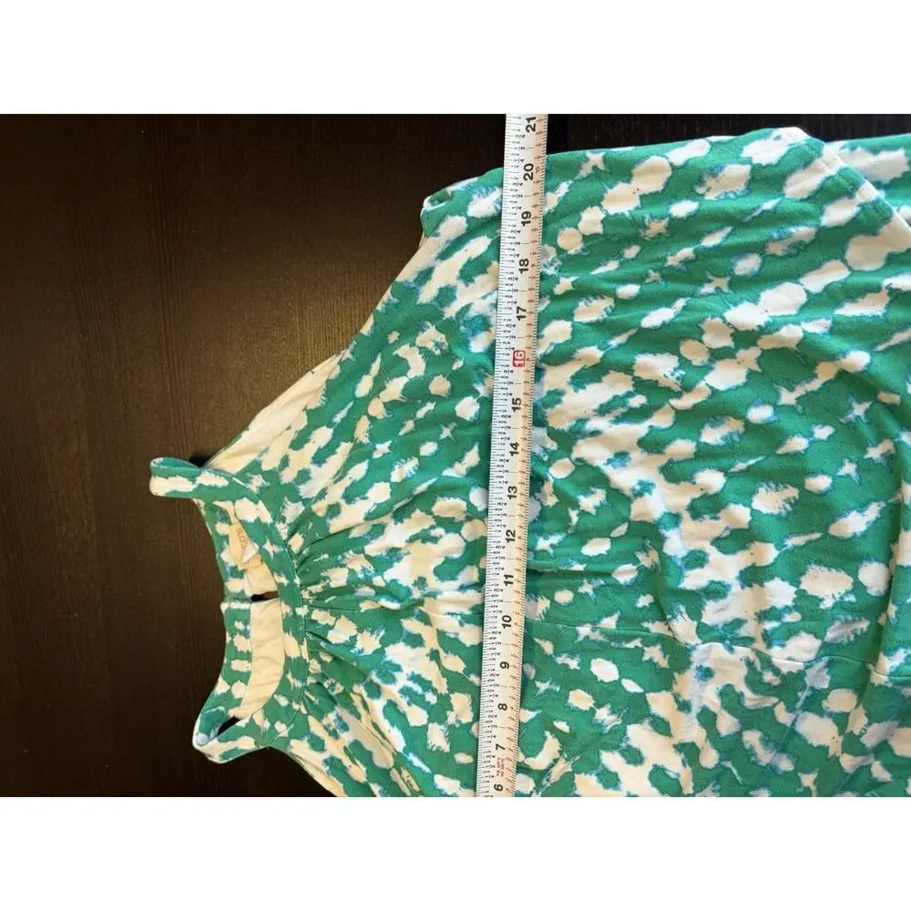 Chico’s Size XL Green White Abstract Tie Dye Halter Neck Layered Maxi Dress - Picture 9 of 9